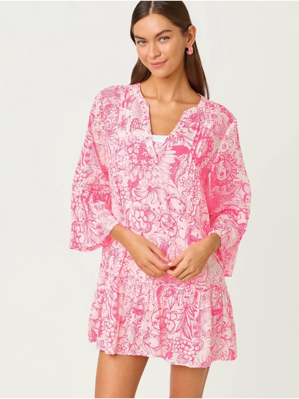 NWT Lilly Pulitzer XL LIVANA COVERUP in Cherry Blossom Pink Fleur de Lilly $148